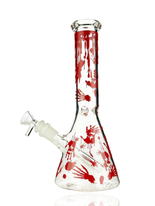 10" Scary Prints Decal Beaker Bong | 14mm Male Bowl