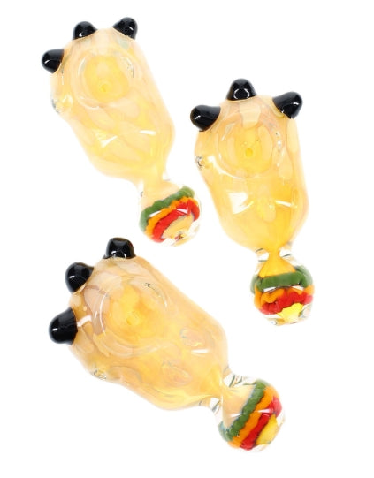 4" Silver Fumed Color Changing Rasta Swirl Glass Pipe