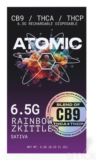 Atomic Delta 6.5g CB9 + THCA + THCP Vape - Rainbow Zkittles